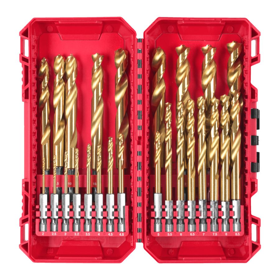 Milwaukee Shockwave™ HSS-G titán-nitrid RED HEX fém fúrószár készlet, 25 darabos termék fő termékképe